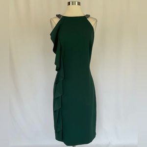 LAUREN Ralph Lauren Women's Cocktail Dress Size 4 Green Halter Midi Sheath $180